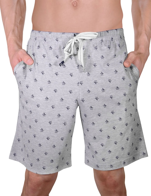 Pijama bermuda estampado logo de algodón para hombre 1