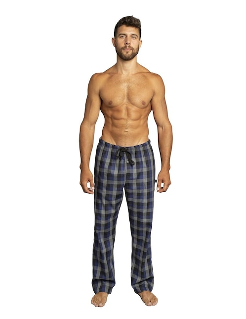 Pantalón pijama estampado a cuadros de algodón para hombre 1