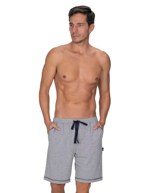 Pijama bermuda estampado liso de poliéster para hombre 1