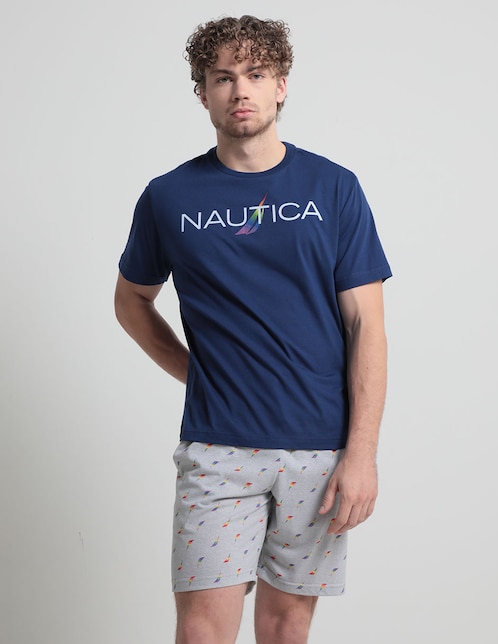 Pijama short Nautica estampado logo de algodón para hombre