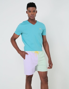 Pijama Short Elemento Uomo Estampado Bloques De Color De Algodón Para Hombre