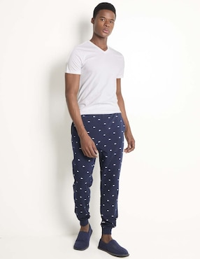 Pantalón pijama Lacoste estampado logo de algodón para hombre