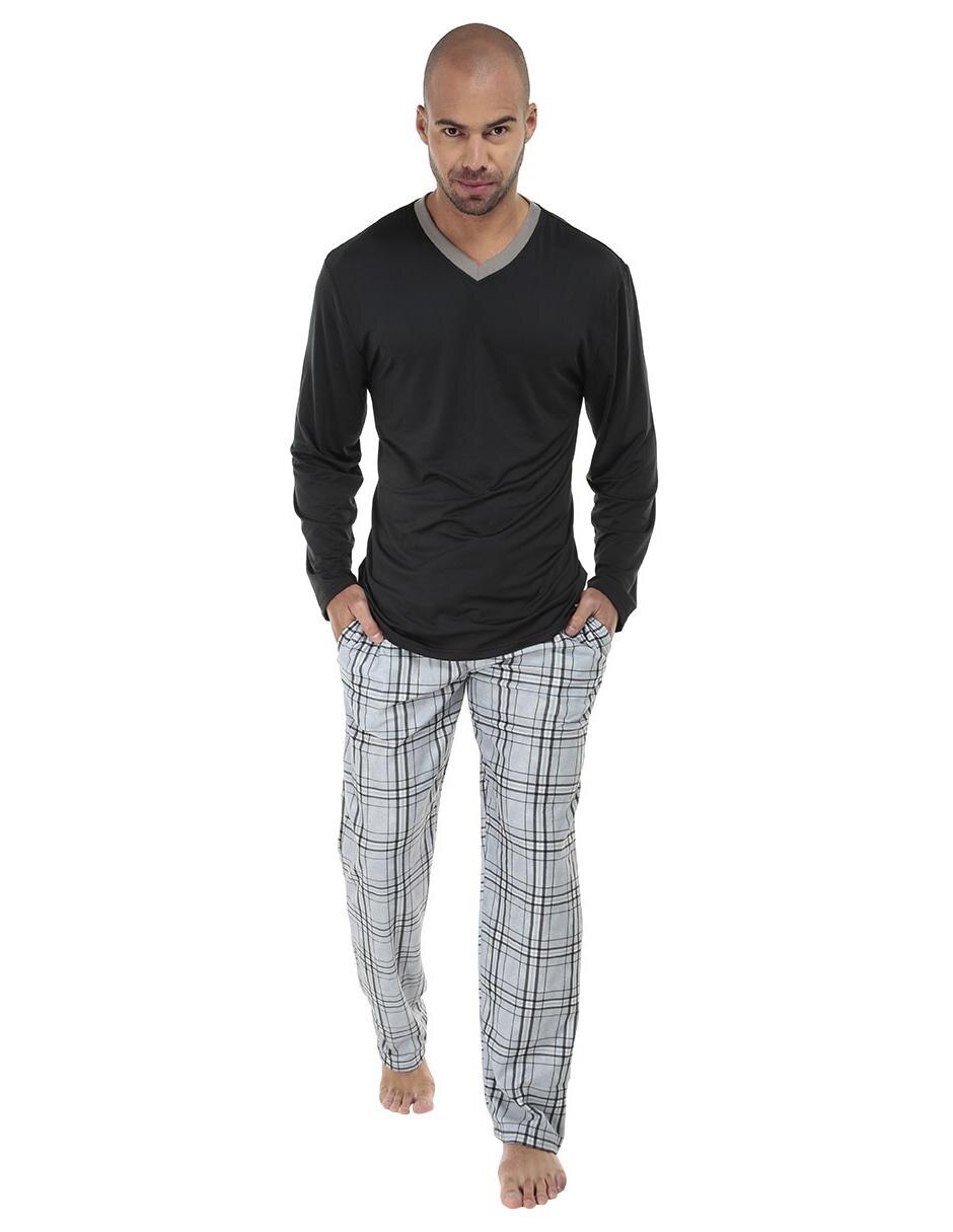 Conjunto pijama Kenneth Cole negro suavizado a cuadros en Liverpool