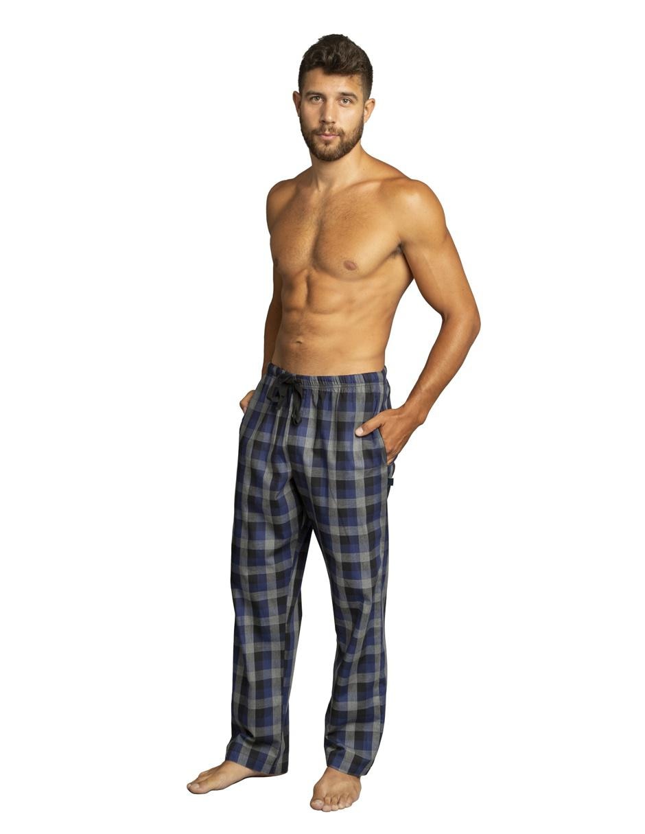Pantalón pijama estampado a cuadros de algodón para hombre 4