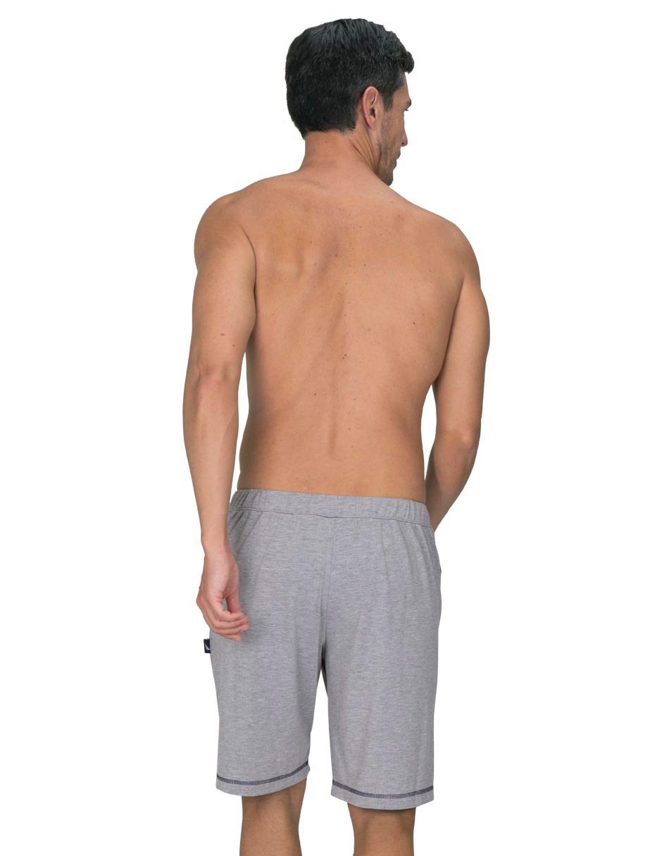 Pijama bermuda estampado liso de poliéster para hombre 2