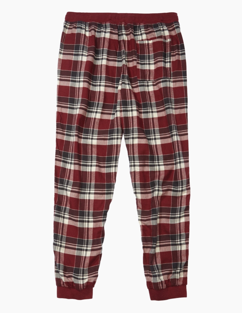 Pantalón pijama estampado escocés de algodón para hombre 2