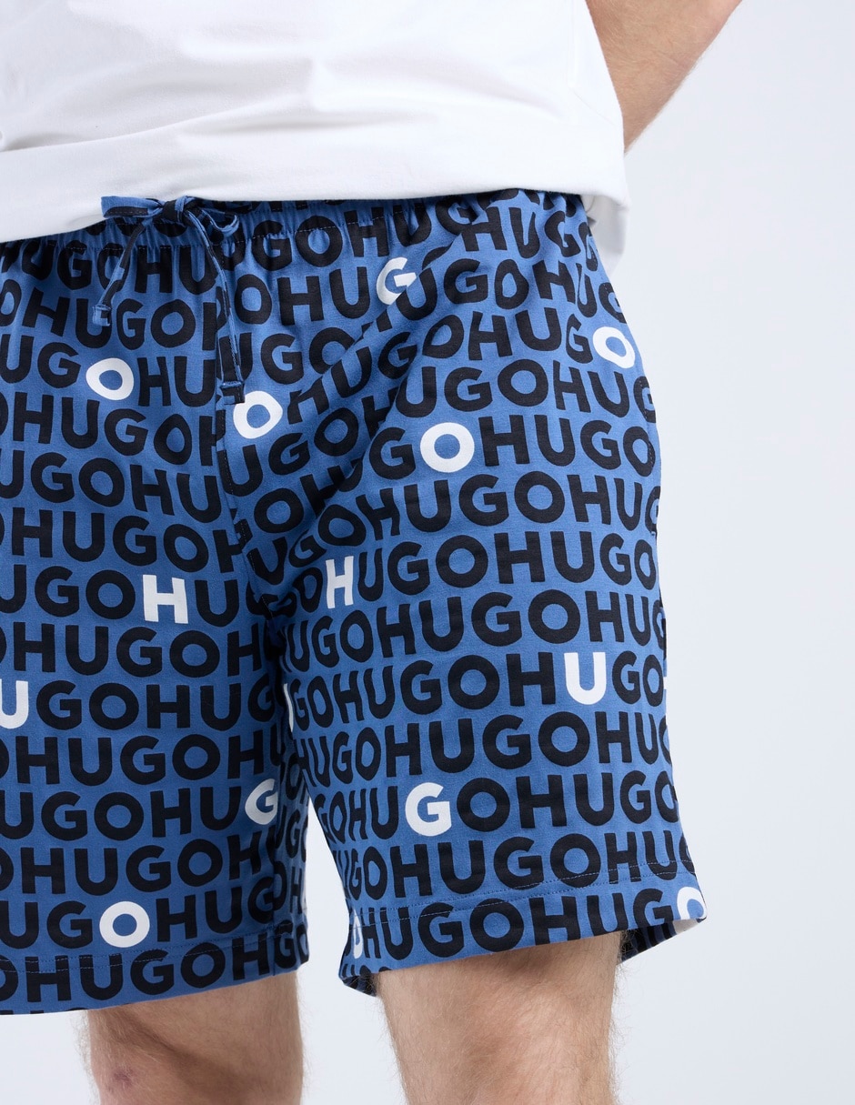 Pijama short estampado logo de algodón para hombre 4