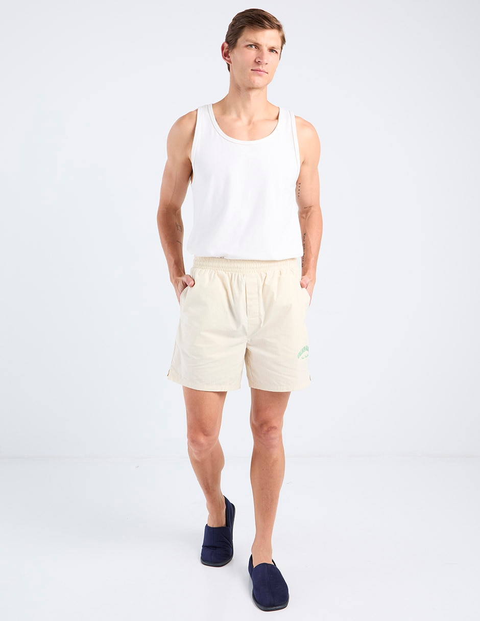 Pijama short estampado a rayas de algodón para hombre 2