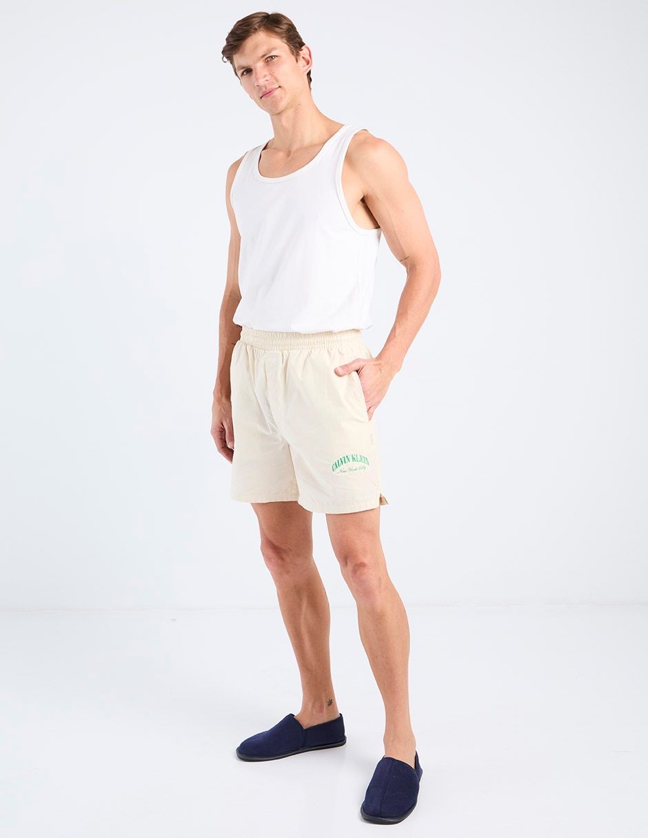 Pijama short estampado a rayas de algodón para hombre 3